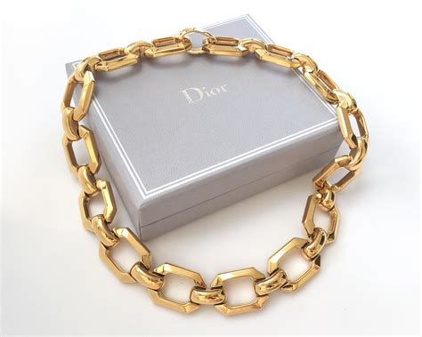 dior gold chain necklace|christian dior rhinestone necklaces.